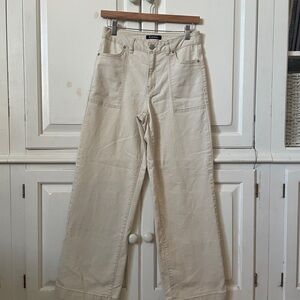 d.jeans Women’s Wide leg cream full length high rise denim stretch jeans size 4